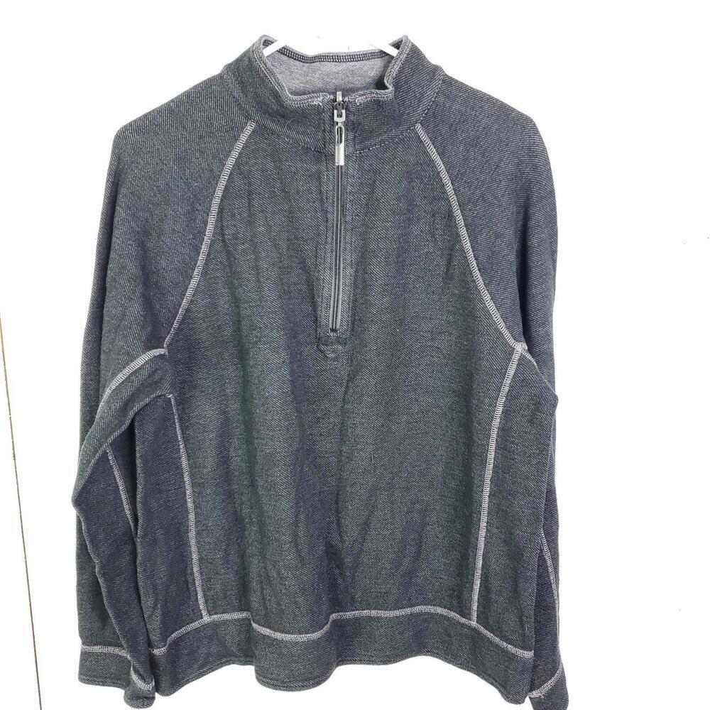 Tommy Bahama Sweater Mens M Jacket Pullover Quarter Zip Preppy Mock Neck